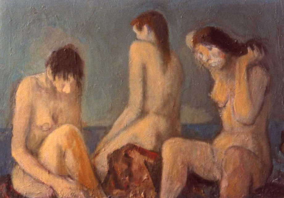 Bagnanti, sd 1969, olio su tela cm 50x70, Bologna, collezione privata